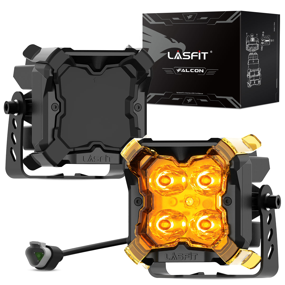 amber fog beam 3 inch led pod light package