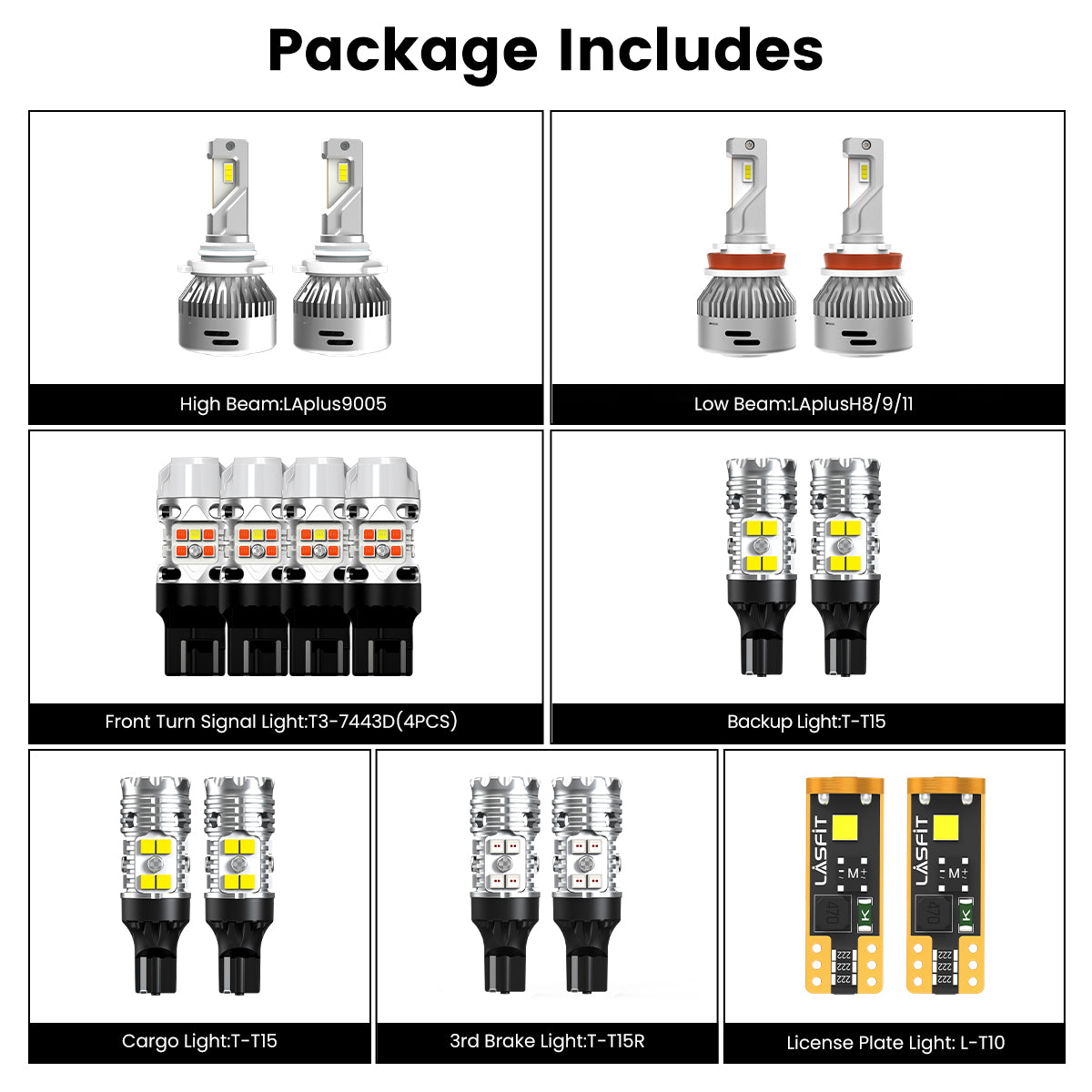 Lasfit combo package led bulbs for 2015-2019 chevrolet silverado 2500 3500 without fog lights