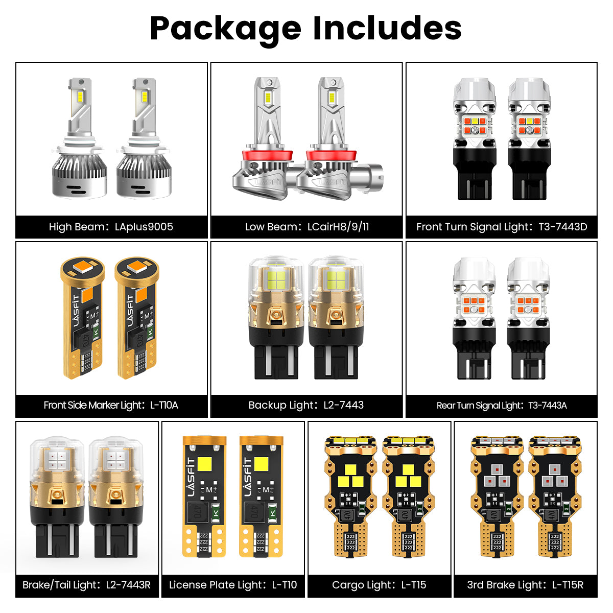 combo package led bulbs for 2019-2023 Ford Ranger XL without fog lights