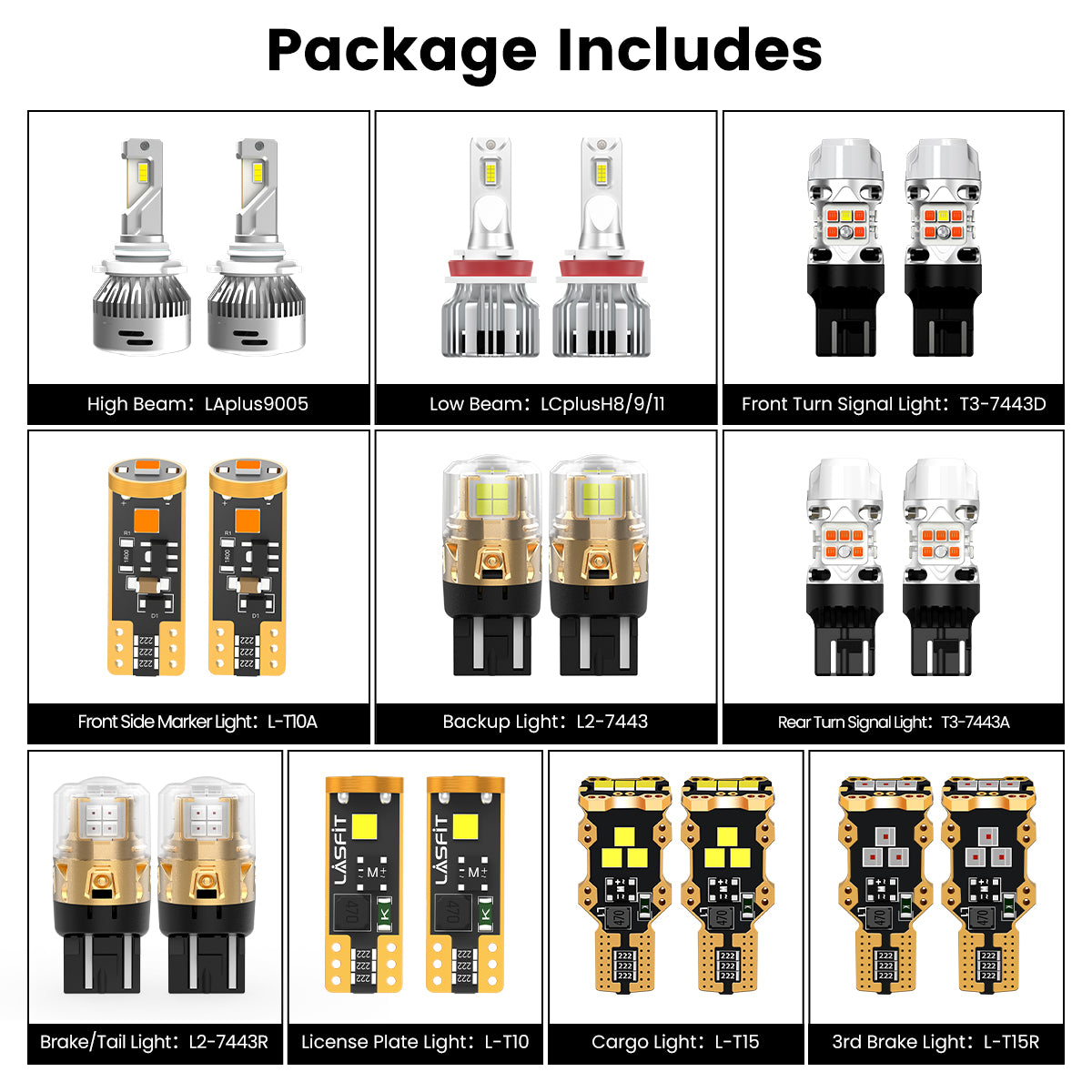 combo package led bulbs for 2019-2023 Ford Ranger XL without fog lights