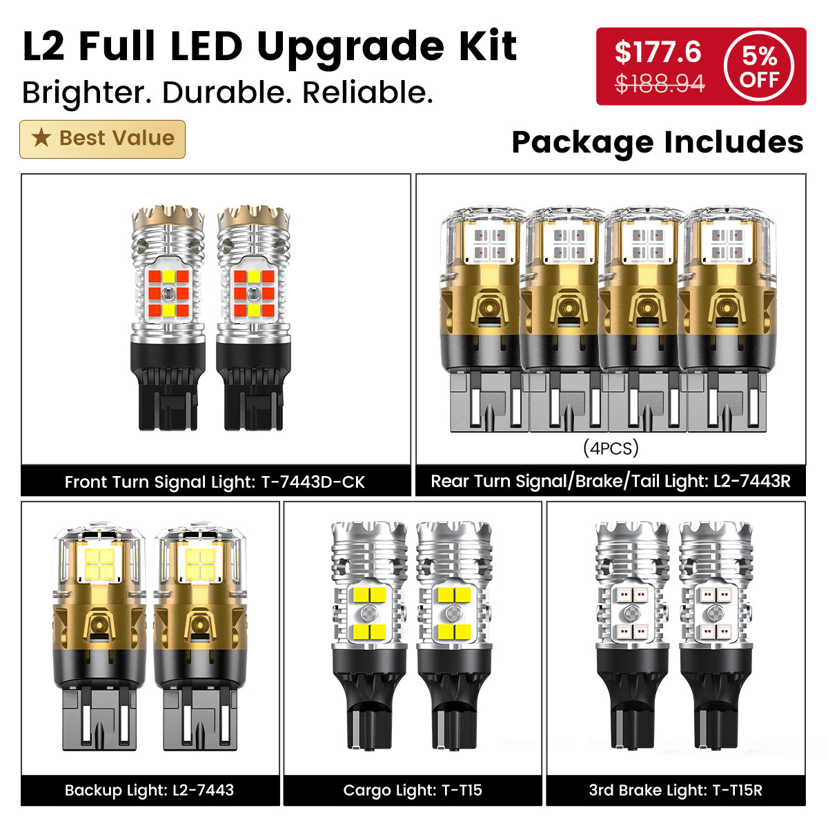 Lasfit combo package led bulbs for 2025-2026 Ram 1500