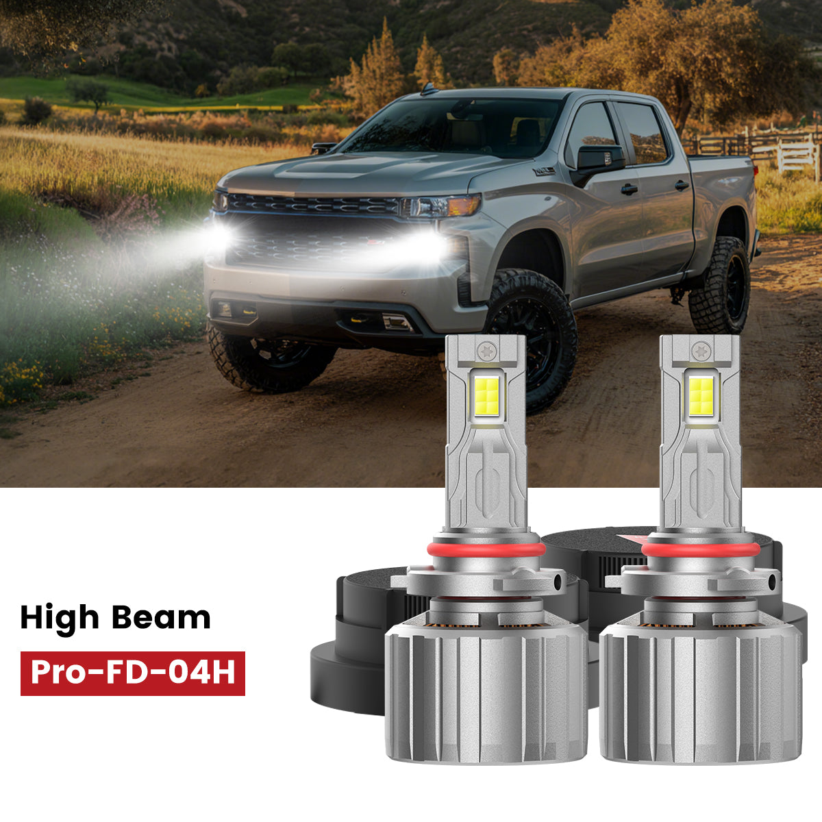 Fit for 2019-2025 Chevrolet Silverado 1500 WT/Custom/Custom Trail Boss Custom-Fit H11 LED Bulbs with Dust Cover | Pro-DC Series