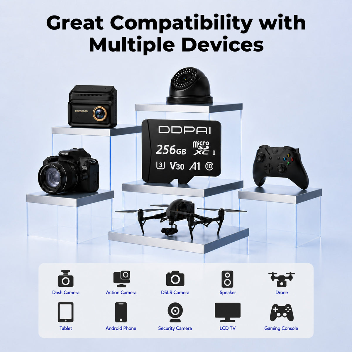 Dash Cams Microsd Card 256GB Strong Compatibility with Multiple Devices