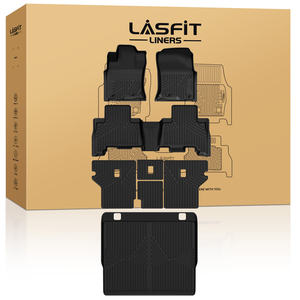 Fit for 2013-2024 Toyota 4Runner All Weather Floor Mats / Cargo / Seatback Mat, Not Fit Equipped Sliding Cargo Tray Option