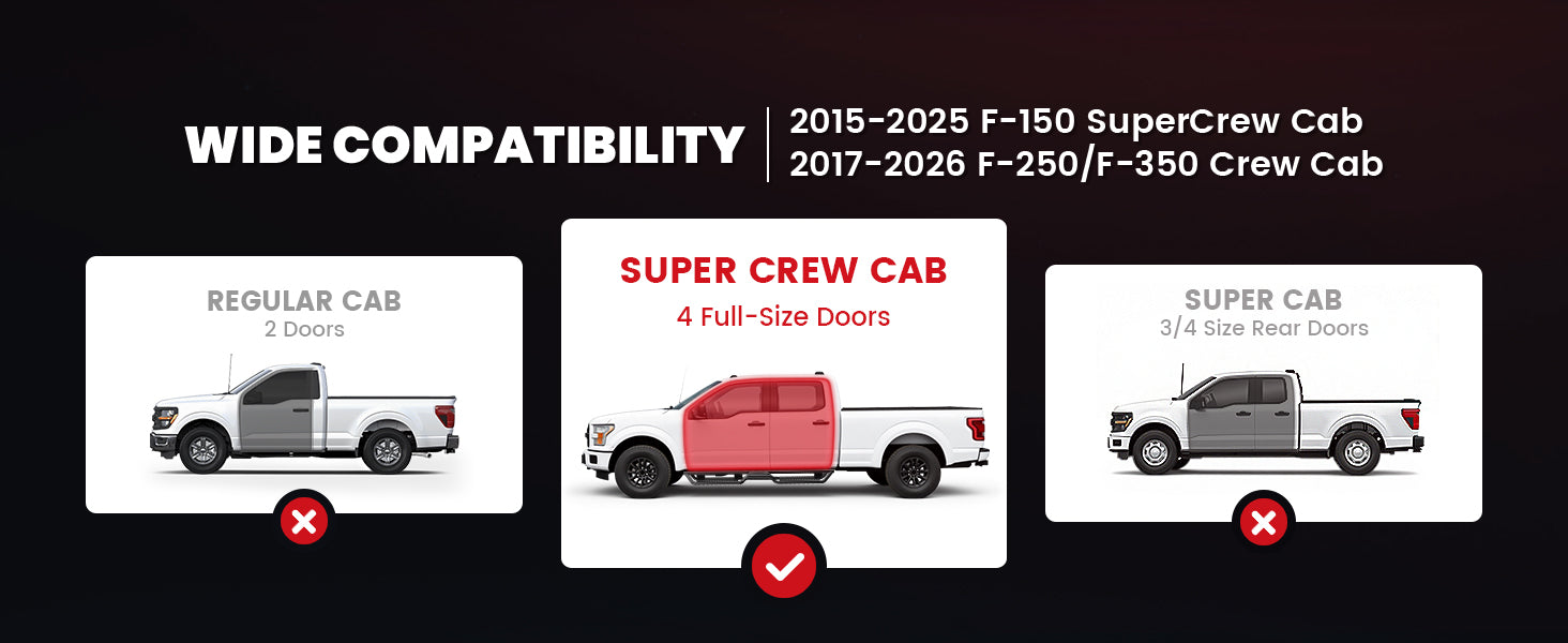 Running Boards for 2017-2026 Ford F-250 F-350