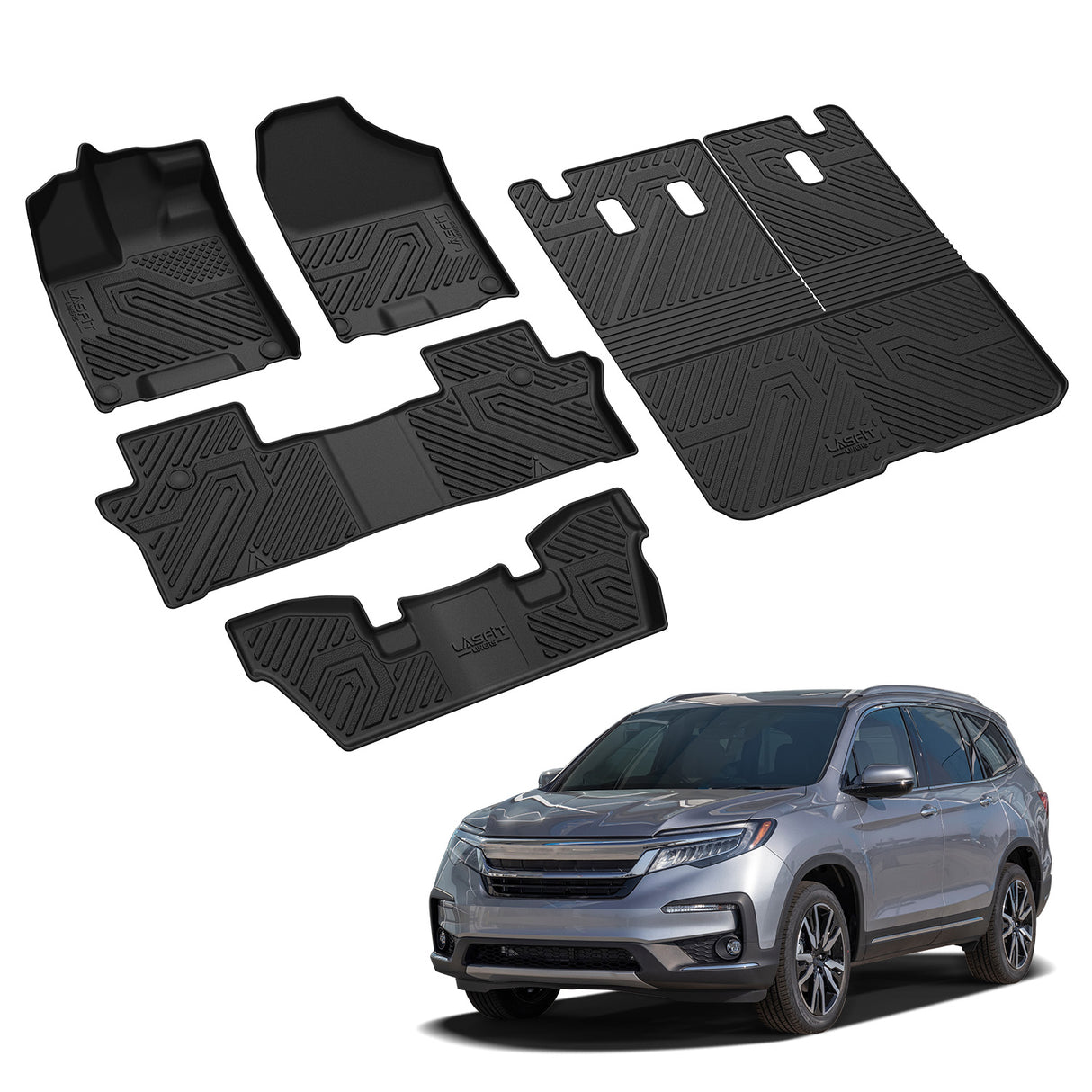 Fit for 2016-2022 Honda Pilot Floor Mats / Cargo / Seatback Mat, Cargo Mat Fit in Highest Position Only