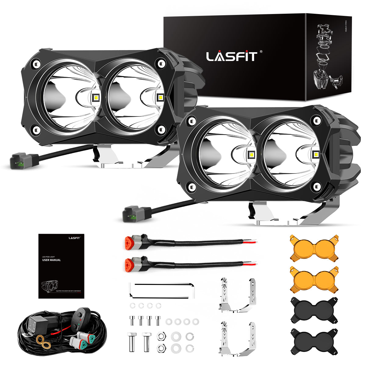 lasfit whole package 4.8" amber led spot pod lights