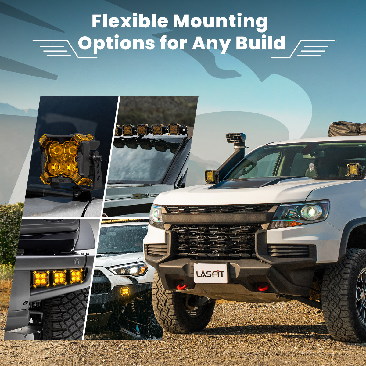 lasfit Amber 3 inch combo beam pod light recommended mount location