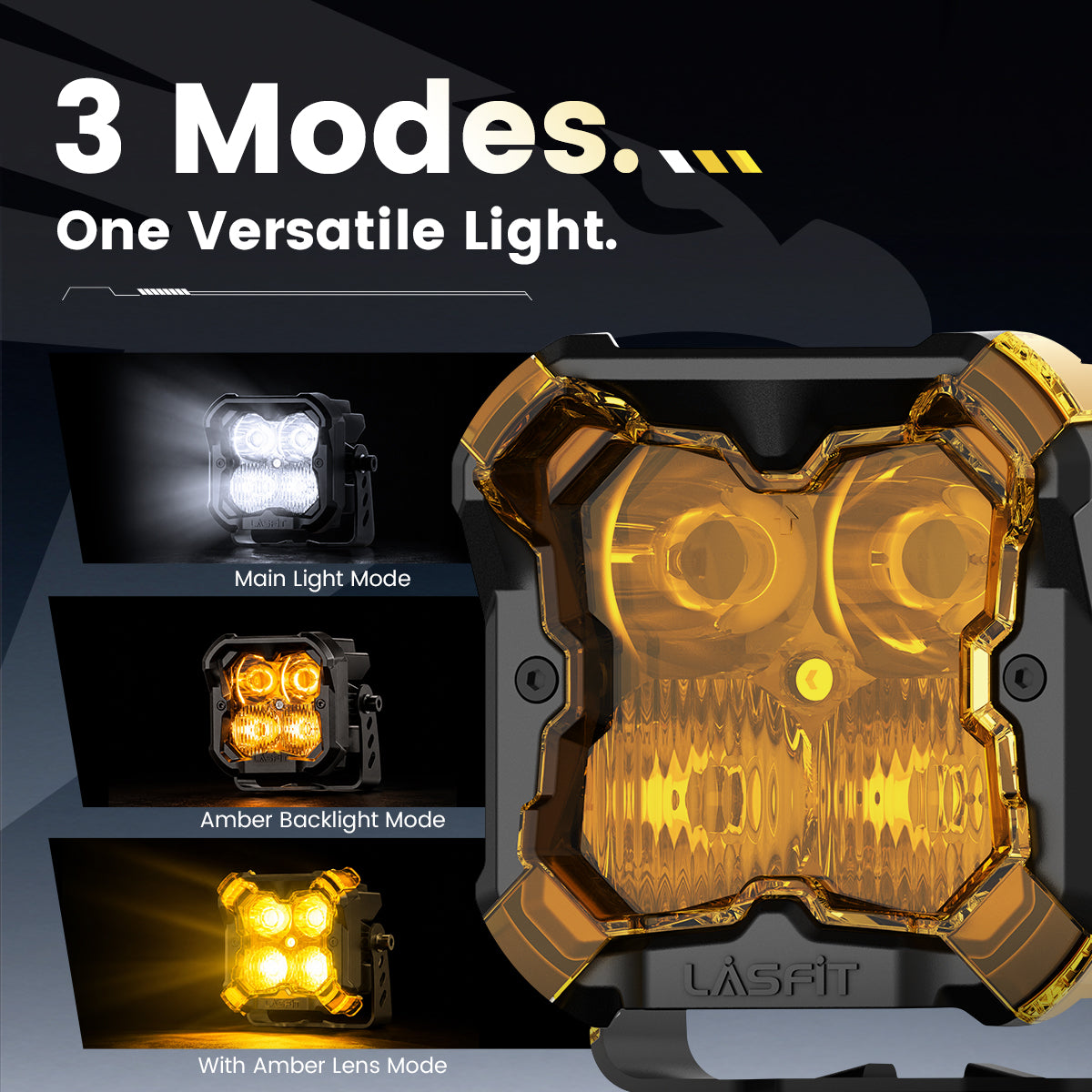 lasfit Amber 3 inch combo beam pod light versatile light design