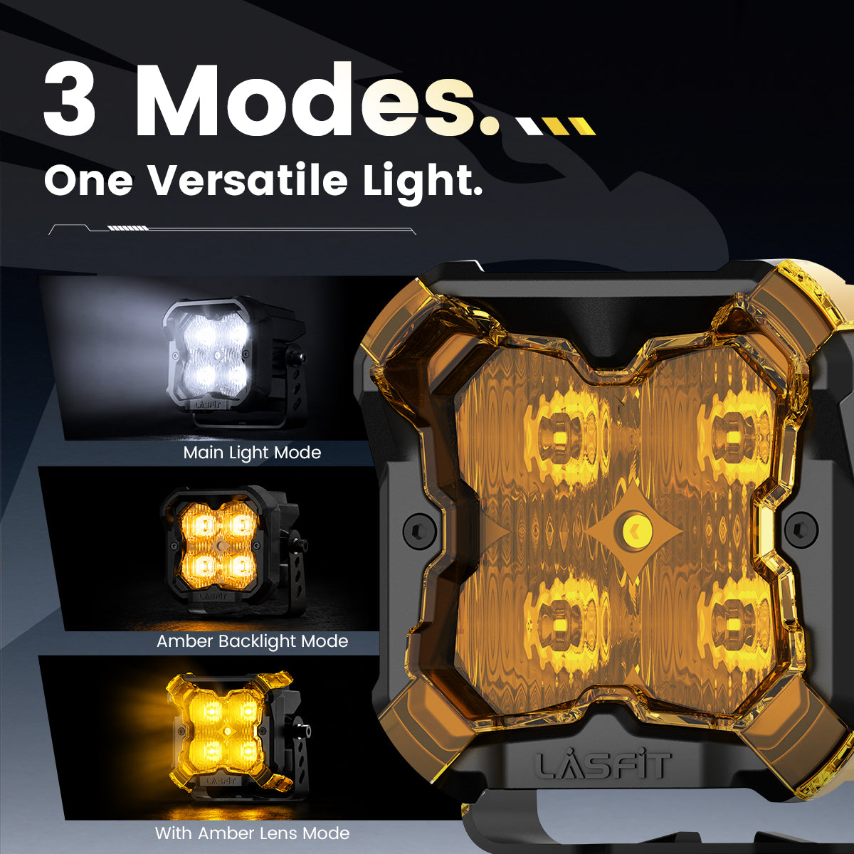 lasfit Amber 3 inch driving beam pod light versatile light design