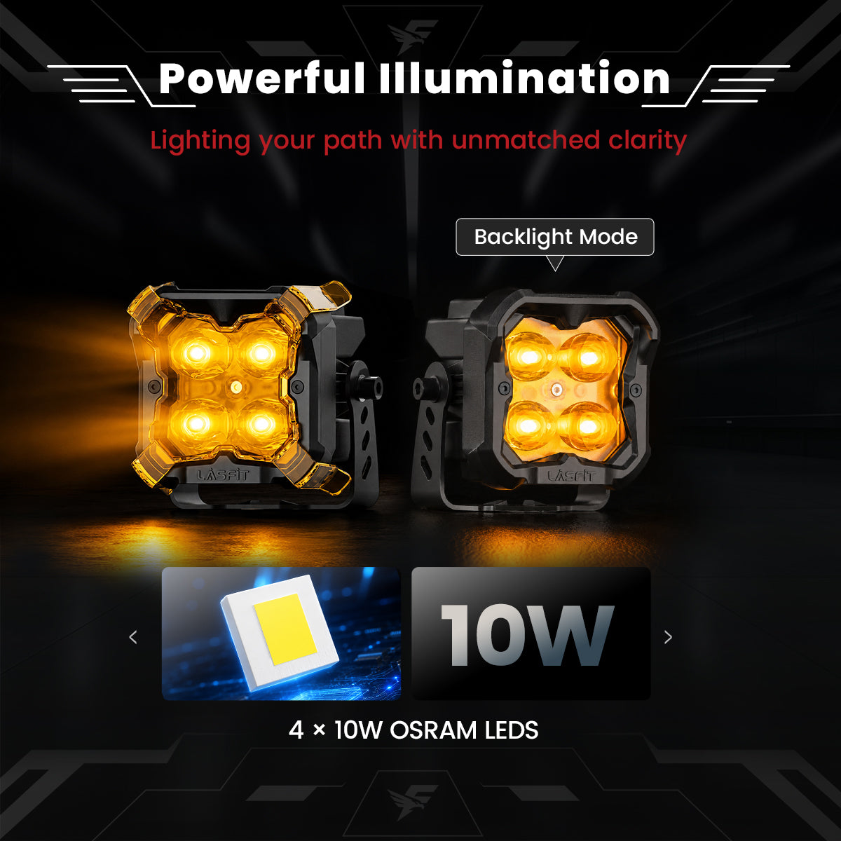 lasfit Amber 3 inch fog beam pod light powerful illumination
