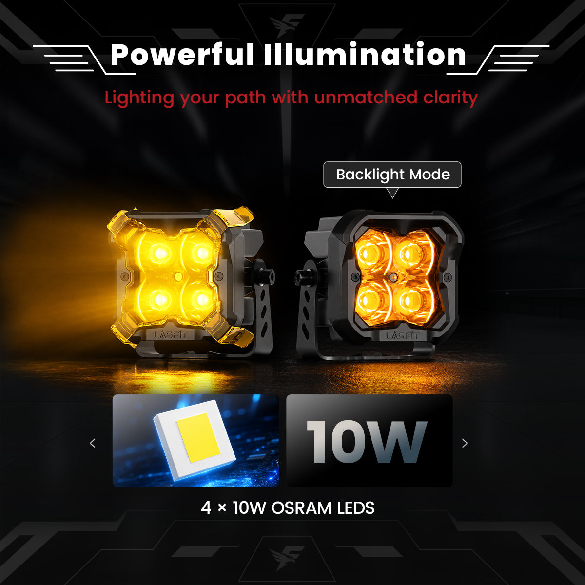 lasfit Amber 3 inch spot beam pod light engineered for durability