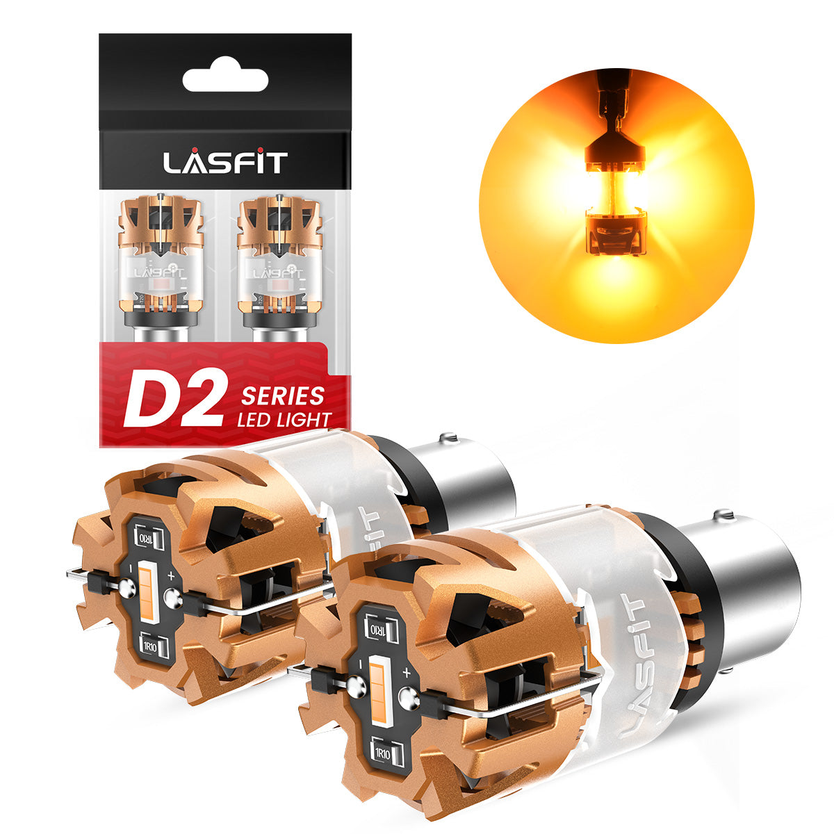 lasfit D2 series amber 1157 led bulbs