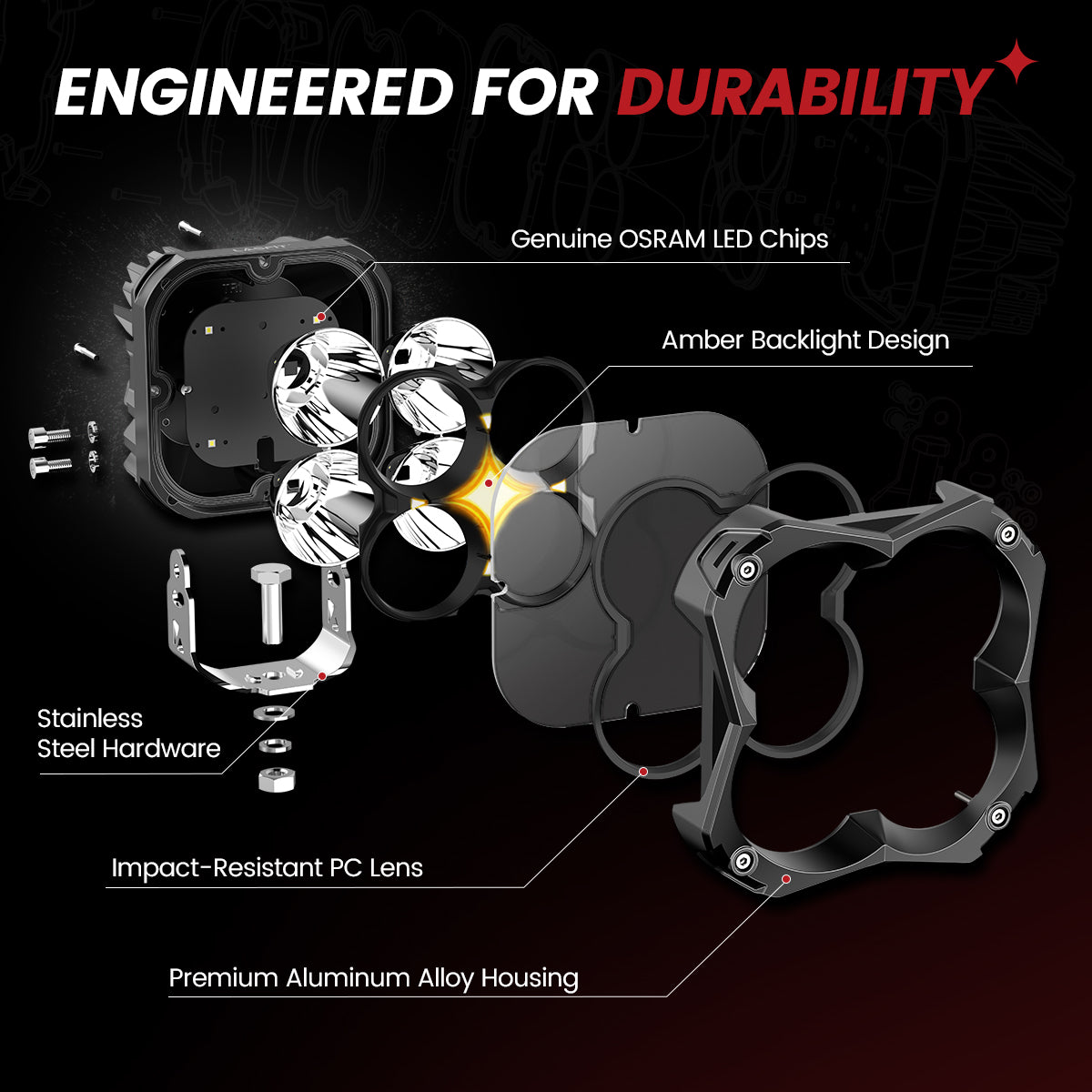 lasfit white 5 inch spot beam pod light engineered for durability