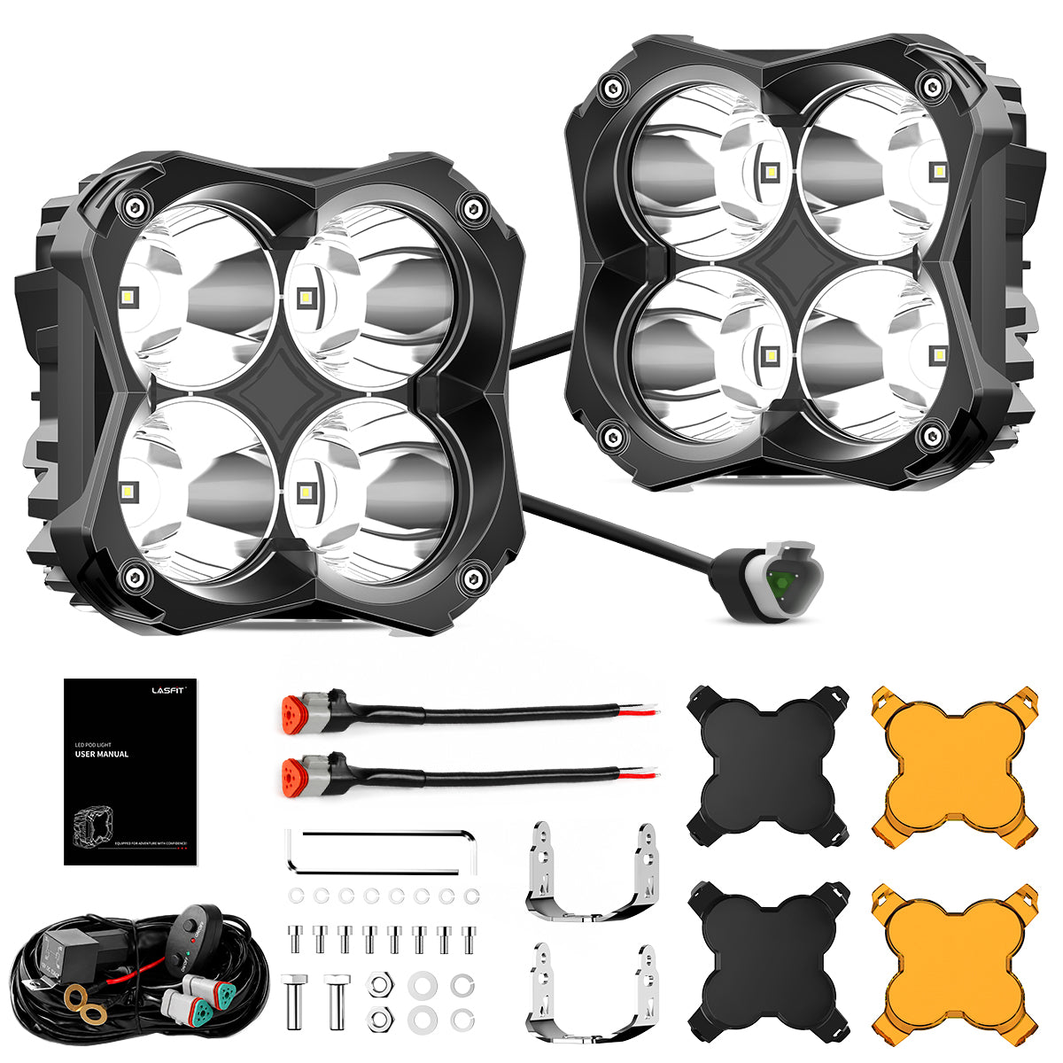 lasfit whole package 5" amber led spot pod lights