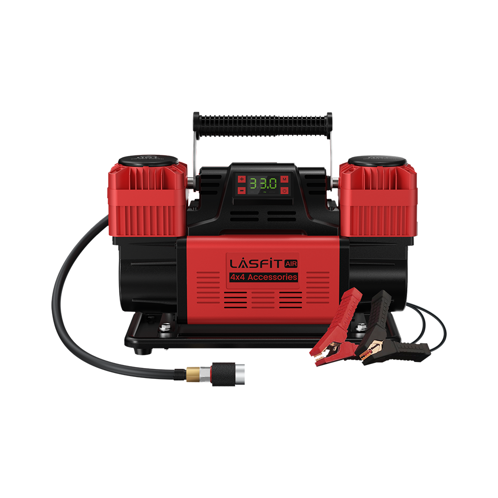 LASFIT X4 Off-Road Air Compressor, Dual-Cylinder 12V Tire Inflator with Auto-Stop for 4x4 Vehicles, Trucks, and RVs