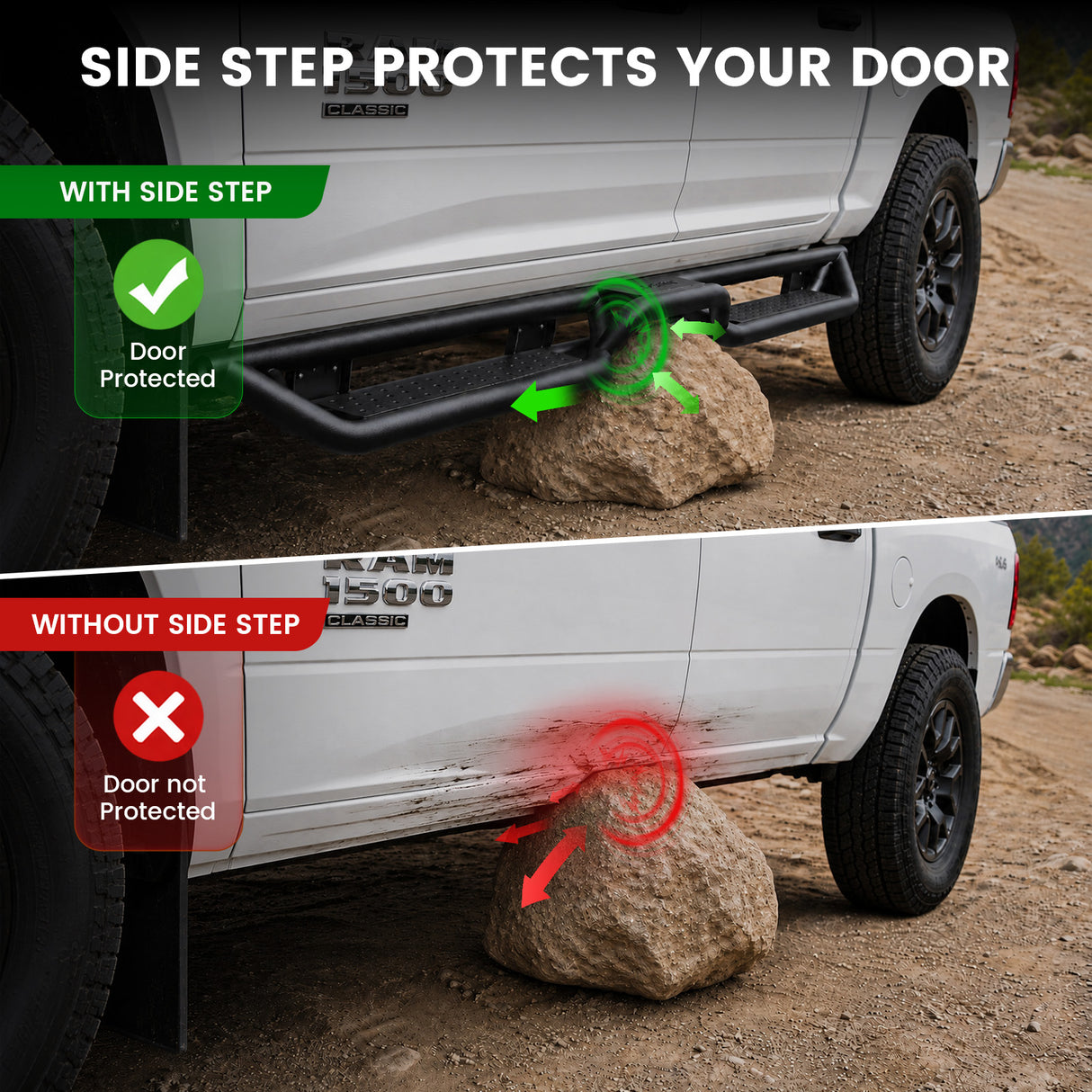 Fit for 2019-2024 Ram 1500 Classic Running Boards Side Steps, Fit Crew Cab ONLY