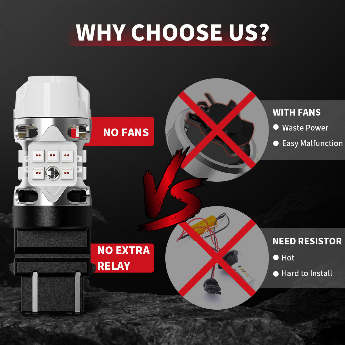 Lasfit red T3-3157 led bulbs compare with other brands