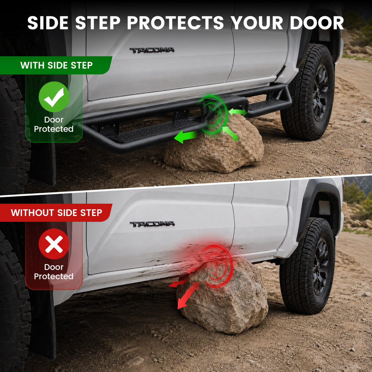 Fit for 2024-2026 Toyota Tacoma Running Boards Side Steps, Fit Double Cab ONLY