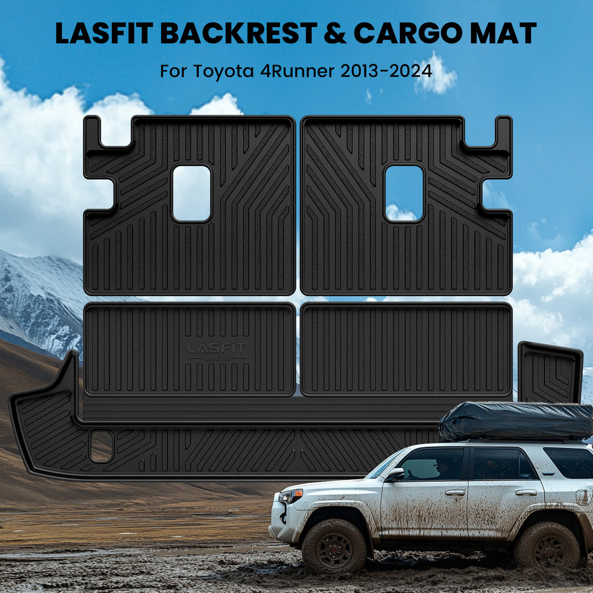 Fit for 2013-2024 Toyota 4Runner All Weather Floor Mats / Cargo / Seatback Mat, Not Fit Equipped Sliding Cargo Tray Option