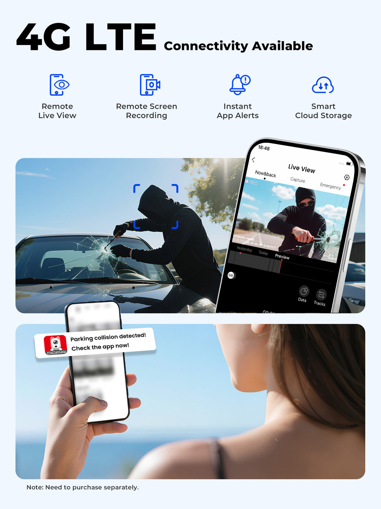 Z90 Max 2CH by DDPAI 4K+2K Front and Rear Dash Cam 4G LTE
