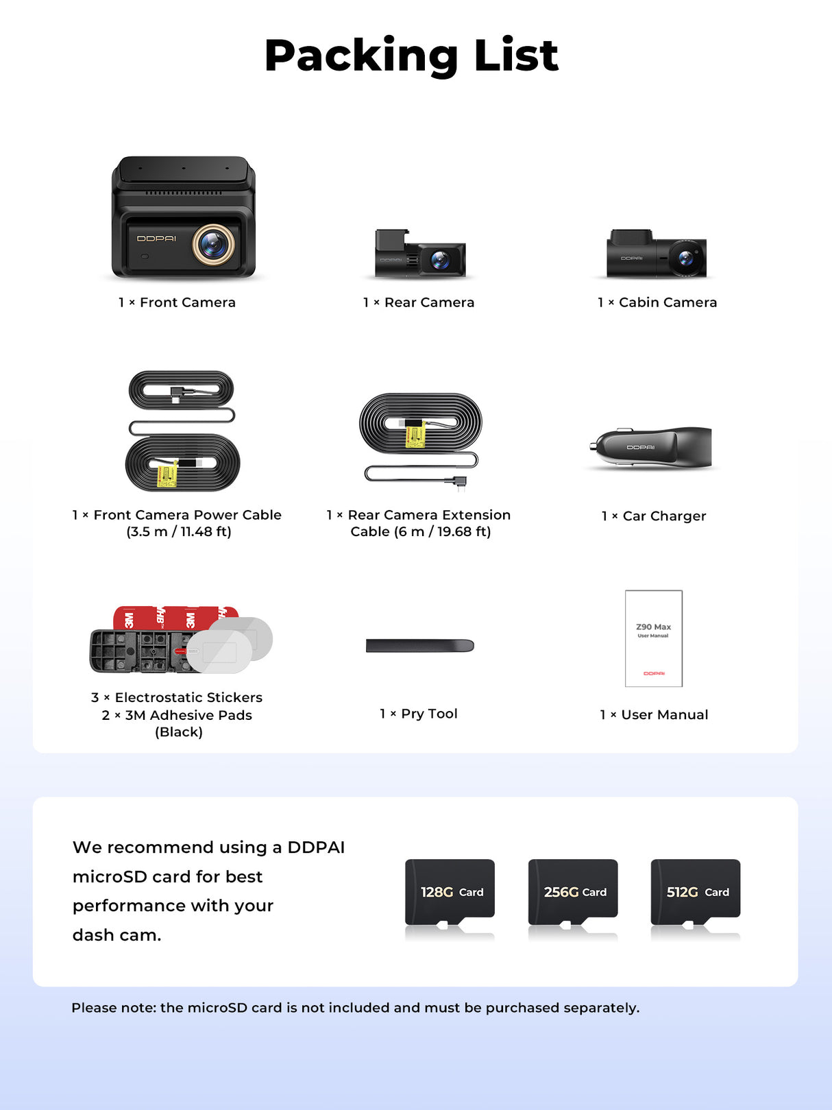 Z90 Max 3CH by DDPAI 4K+2K Front and Rear Dash Cam | STARVIS 2, Wi-Fi 6 & GPS