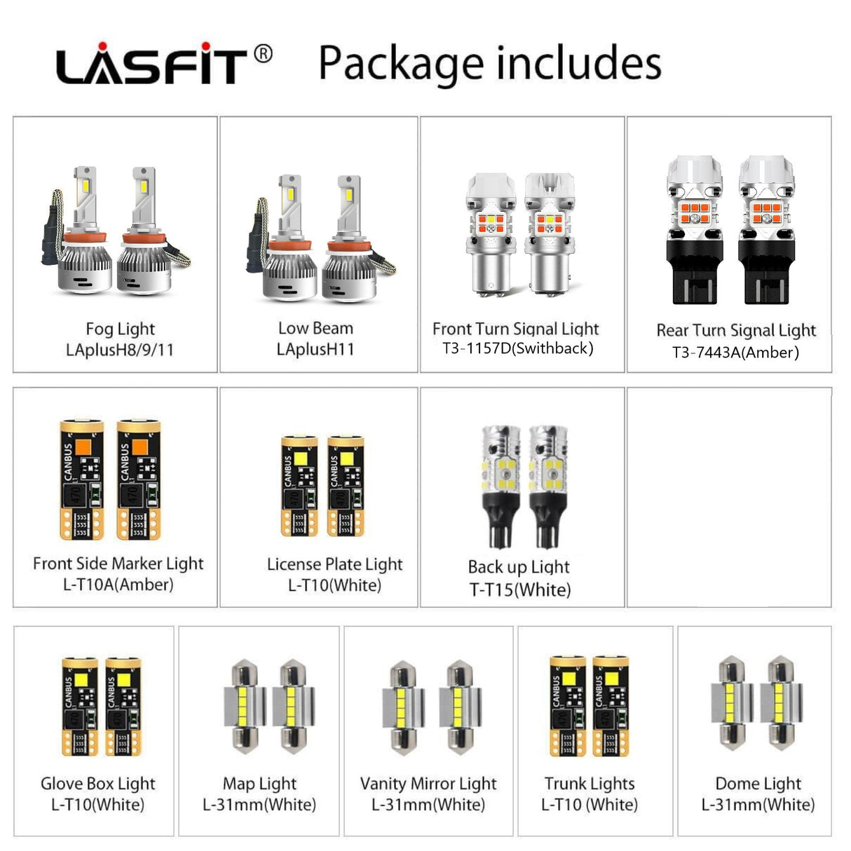 combo package led bulbs fit for 2008-2012 Honda Accord Coupe