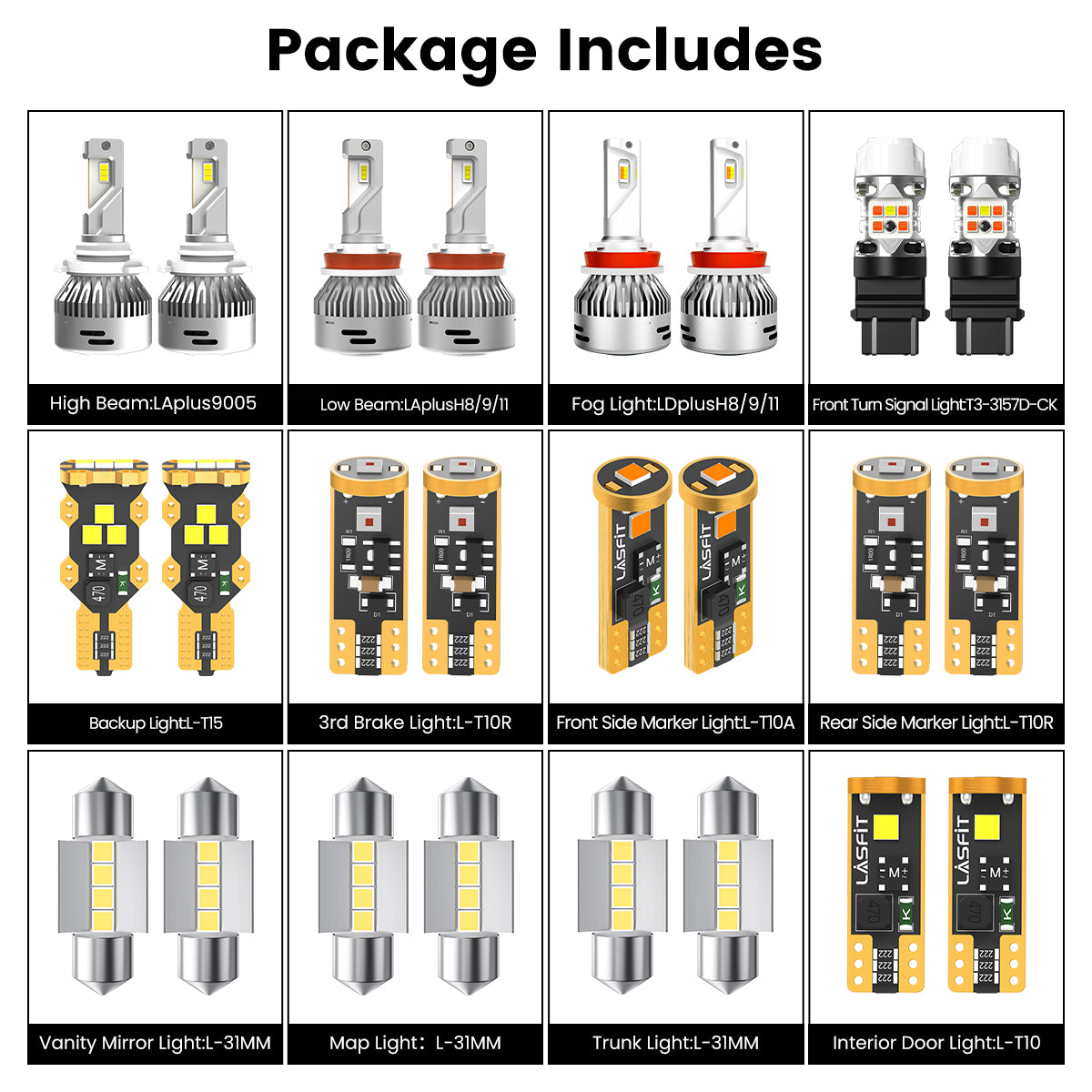 Lasfit combo package led bulbs for 2009-2015 Honda Pilot