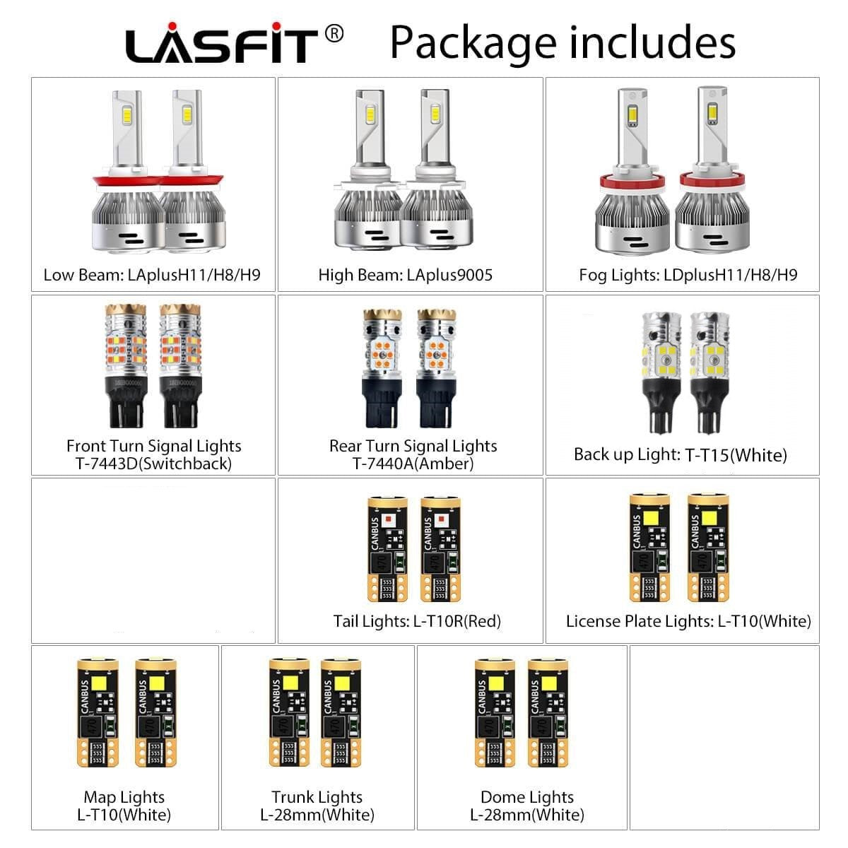 Fit for 2014-2015 Honda Civic LED Headlight Fog Exterior Interior Light Bulbs