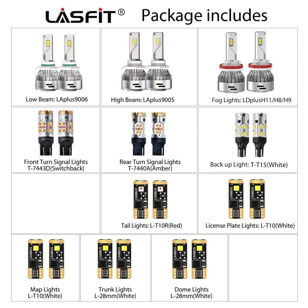 Fit for 2014-2015 Honda Civic LED Headlight Fog Exterior Interior Light Bulbs