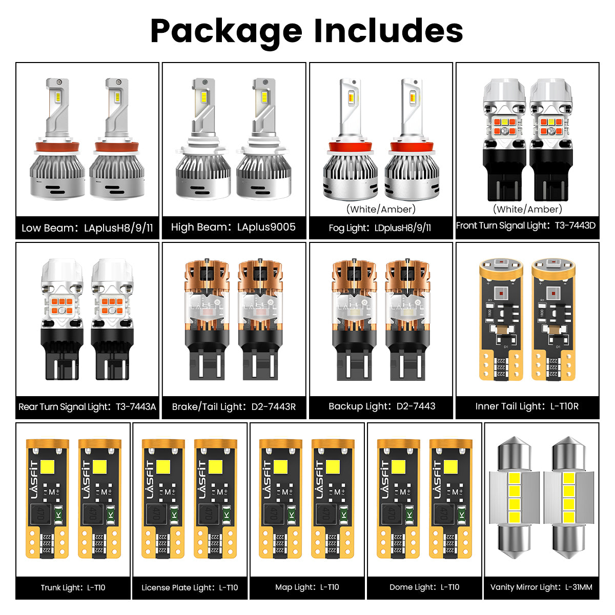 Lasfit combo package led bulbs for 2015-2016 Honda CR-V