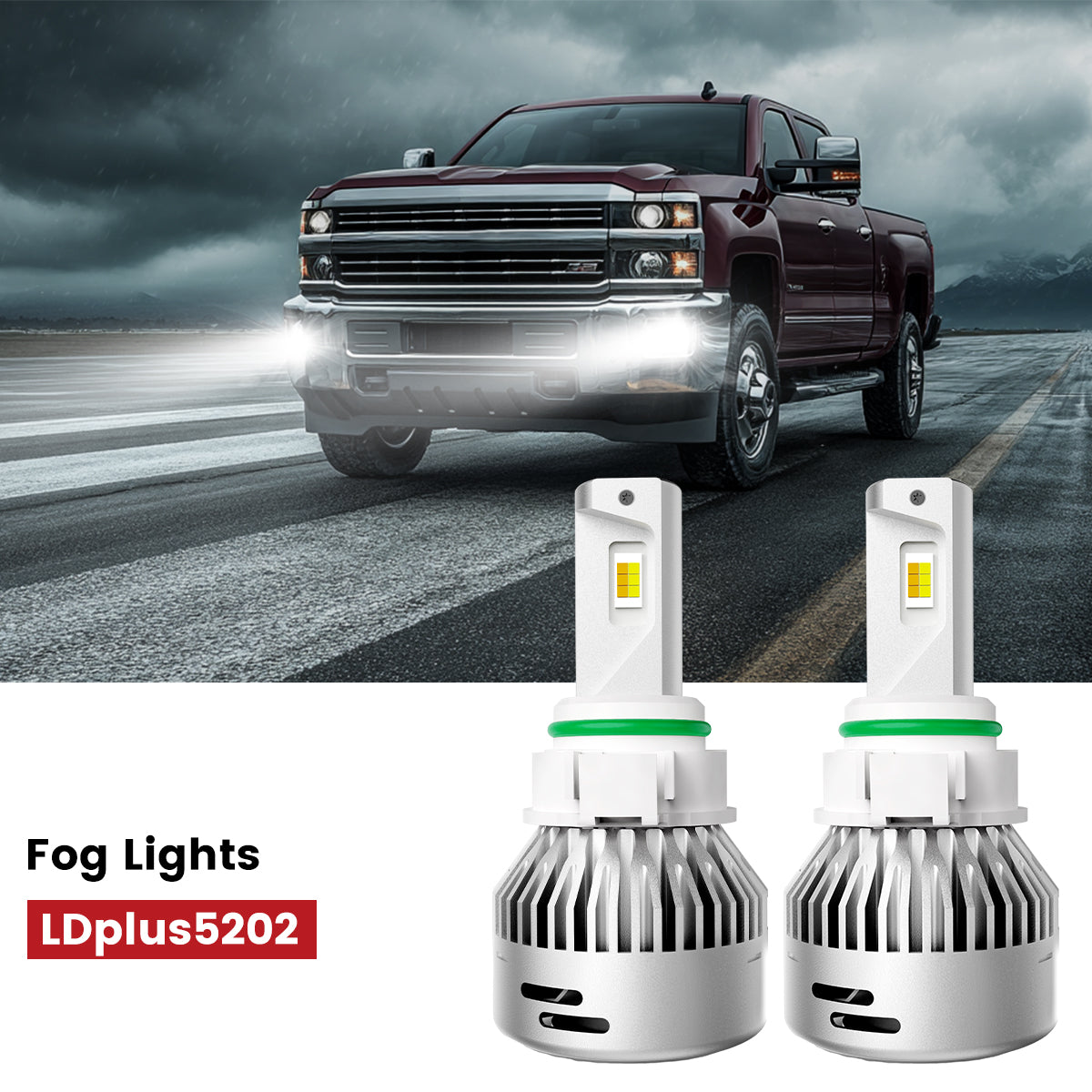Fanless LED Fog Light Bulbs Fit 2015-2020 Chevy Silverado 2500/3500 LASFIT