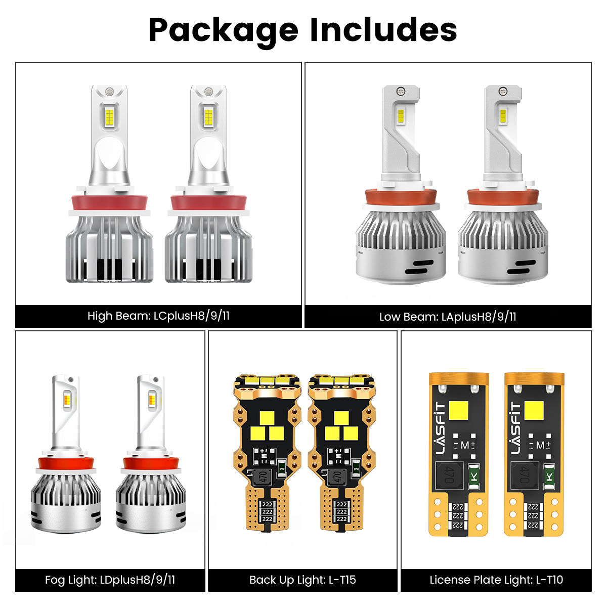Lasfit combo package led bulbs for 2018-2020 Ford Fusion