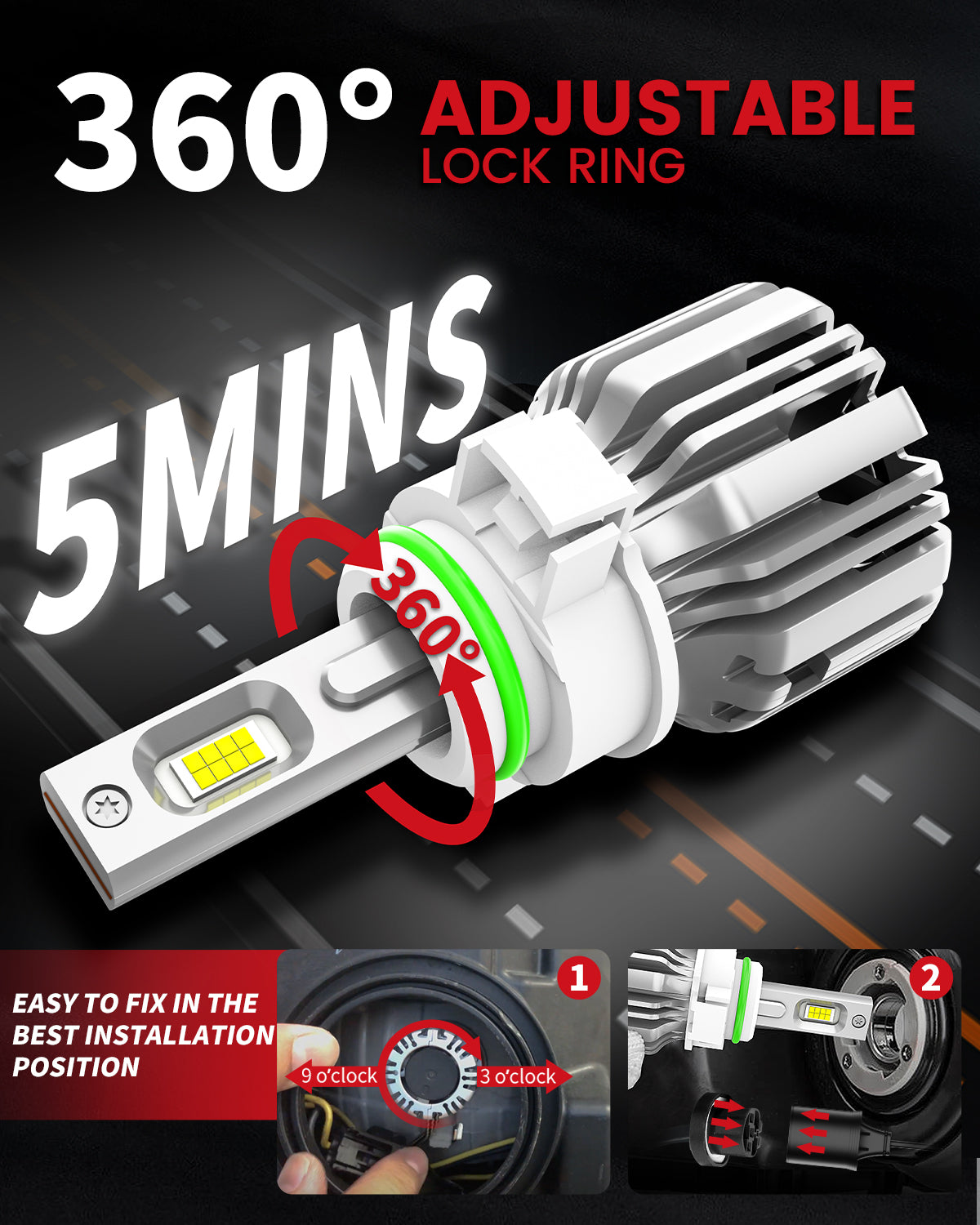 50W 5202 2504 PSX24W LC Plus Series | 5,000LM 6000K LED Fog Light Bulbs