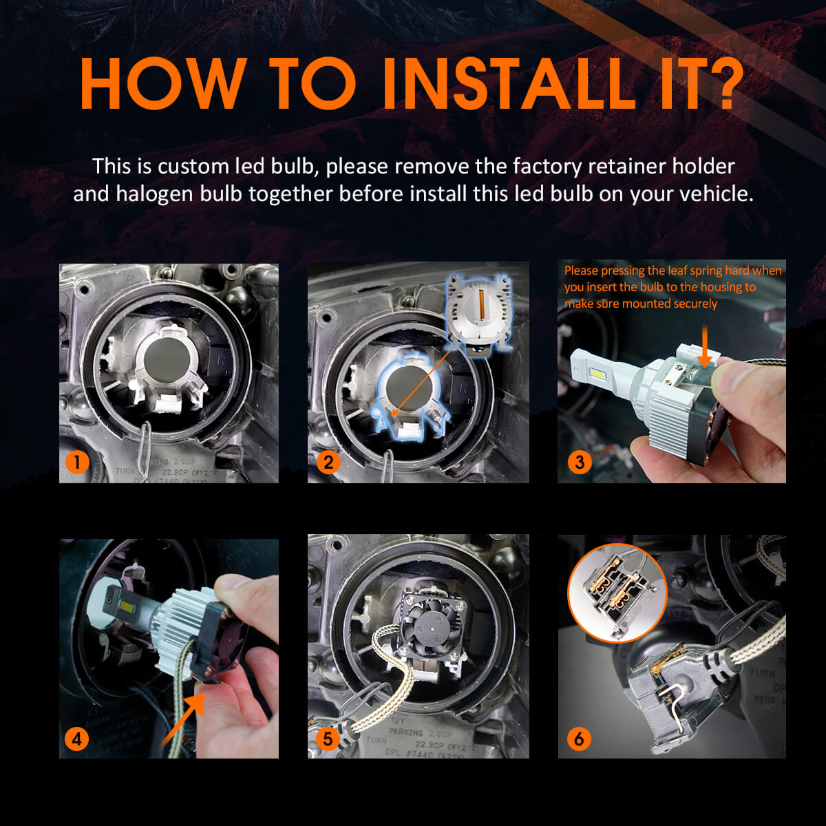 custom-made H7 led bulbs installation steps