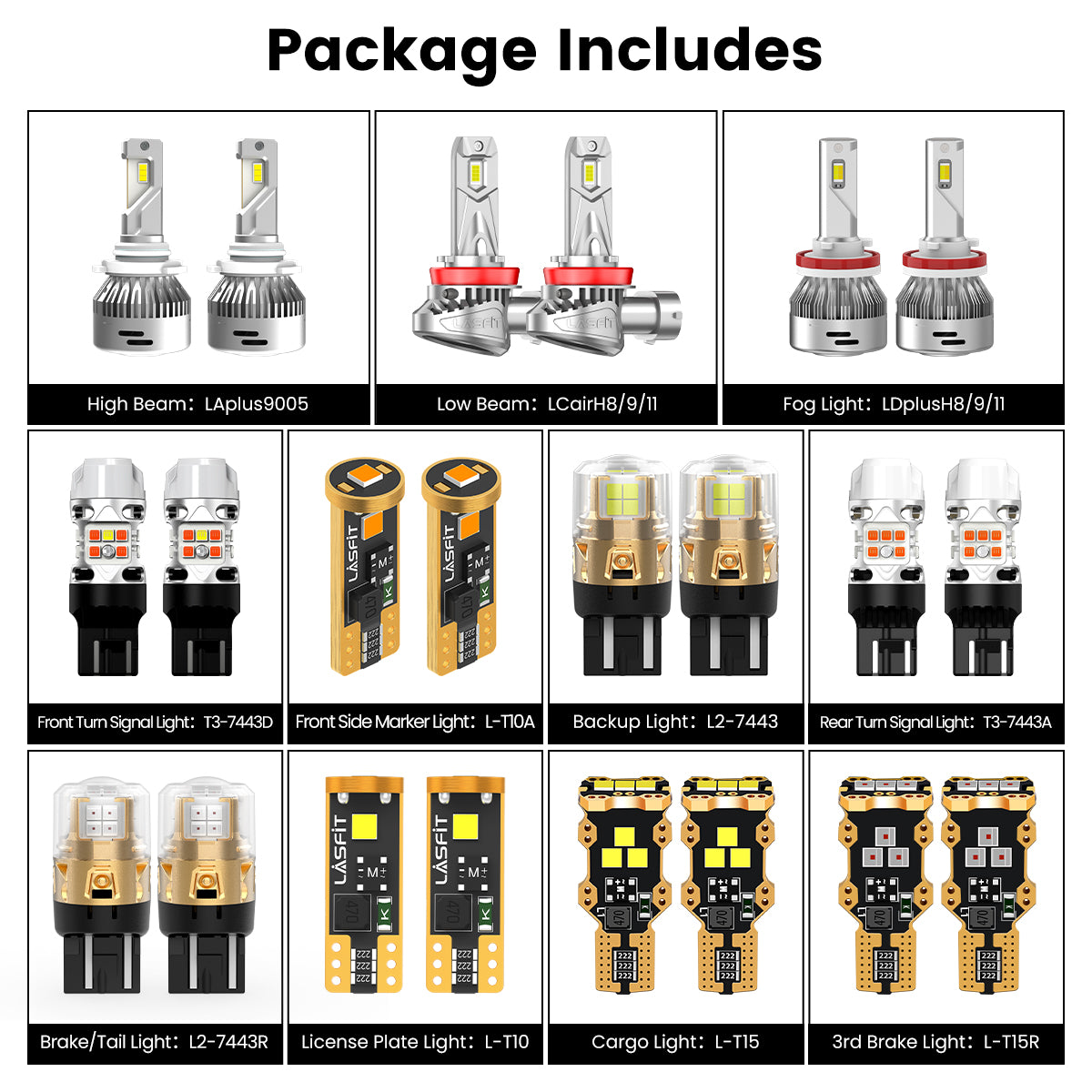 combo package led bulbs for 2019-2023 Ford Ranger XL with fog lights