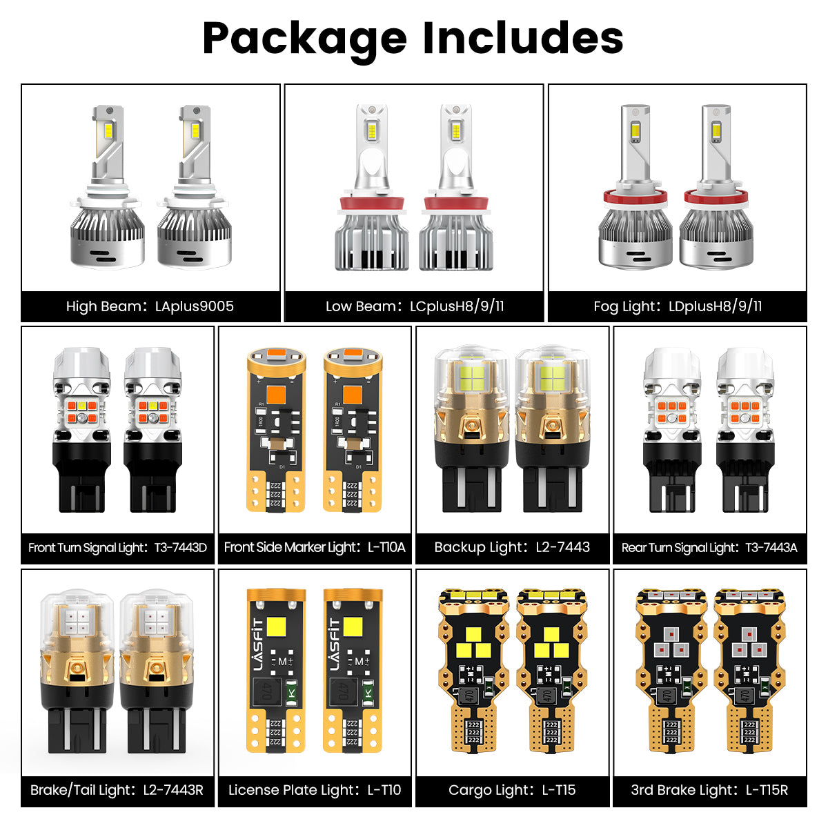 combo package led bulbs for 2019-2023 Ford Ranger XL with fog lights