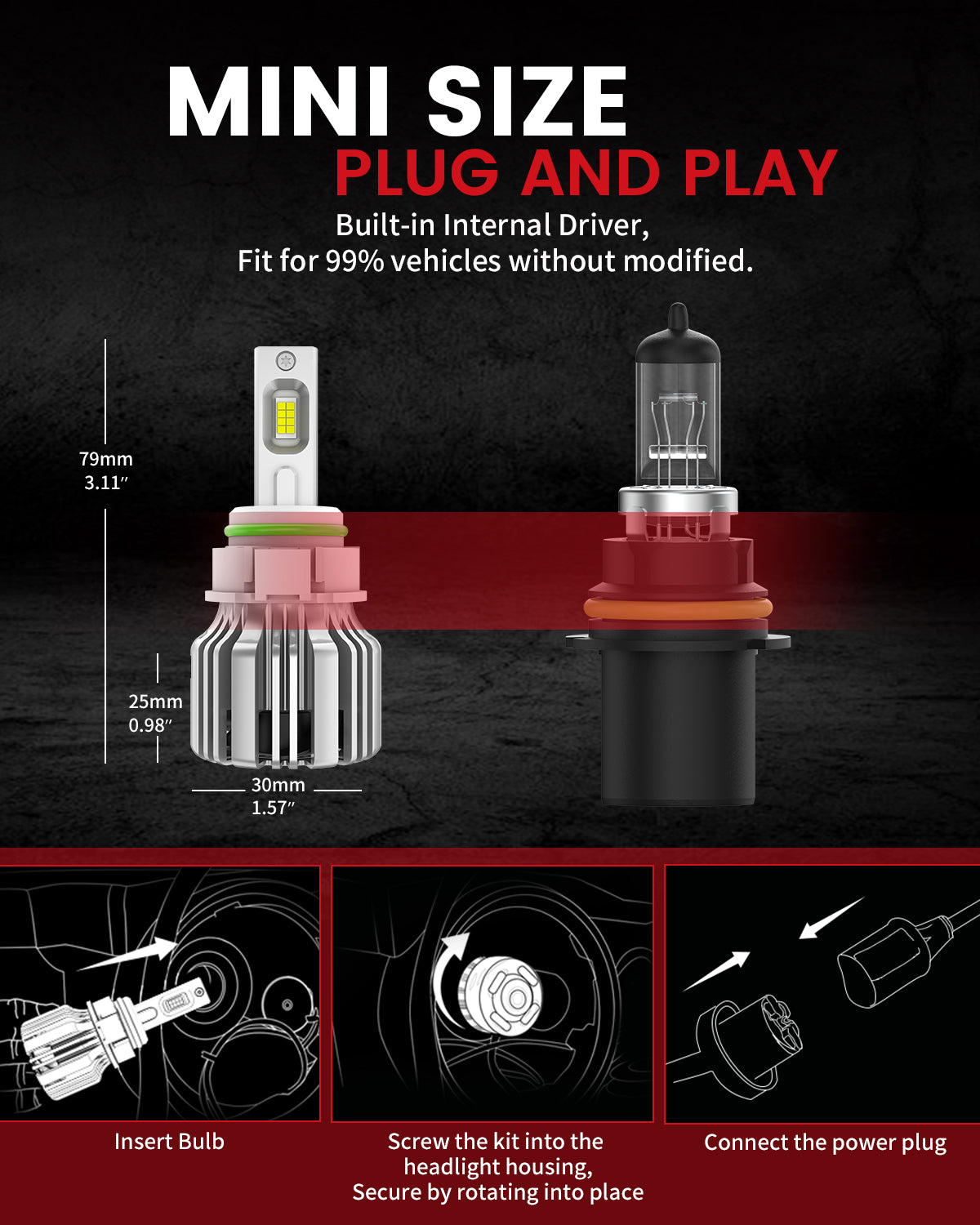 50W 5202 2504 PSX24W LC Plus Series | 5,000LM 6000K LED Fog Light Bulbs