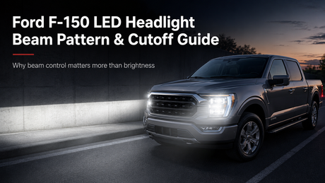 Ford F-150 LED headlight beam pattern and cutoff guide for reducing glare