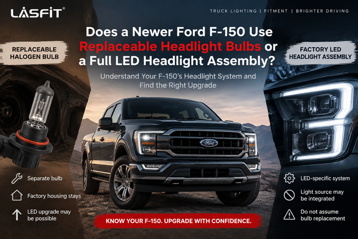 Ford F-150 replaceable headlight bulbs vs factory LED headlight assembly comparison