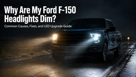 Ford F-150 at night with dim headlights and LED upgrade guide cover image