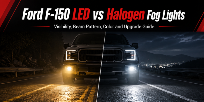 Ford F-150 LED vs halogen fog lights comparison at night