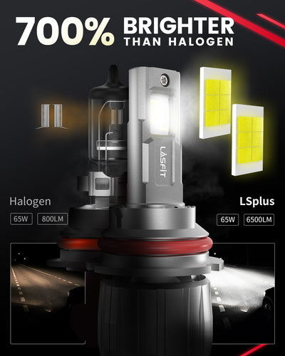 1.Lasfit LSplus 9007 LED Bulbs 700% brighter than halogen bulbs