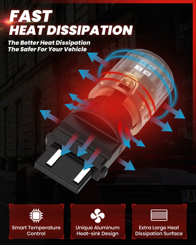 3157 3156 3057 4157 LED Brake Tail Stop Parking Light Bulb | Brilliant Red (Don't Work for Trucks) ，2 Bulbs | Upgraded L2 Series