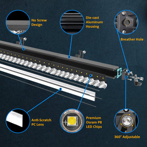 LASFIT Off-Road LED Light Bars 12 22 32 42 52 Inch Spot Flood Combo Single Row - White