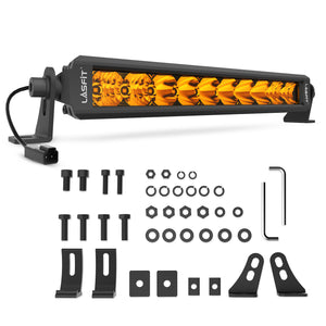 Lasfit 12"/22"/32"/42"/52" Off-Road Slim Single Row Combo Flood Spot Beam LED Amber Light Bars