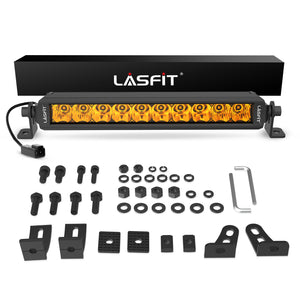 Lasfit 12"/22"/32"/42"/52" Off-Road Slim Single Row Combo Flood Spot Beam LED Amber Light Bars