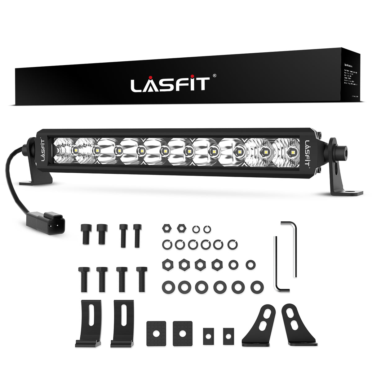 LASFIT Off-Road LED Light Bars 12 22 32 42 52 Inch Spot Flood Combo Single Row - White