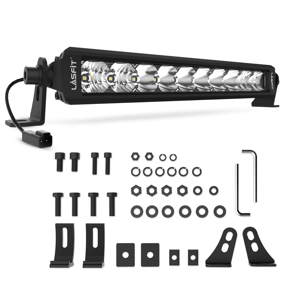 LASFIT Off-Road LED Light Bars 12 22 32 42 52 Inch Spot Flood Combo Single Row - White