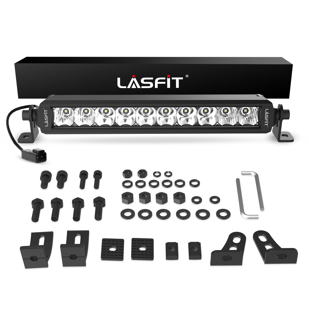 LASFIT Off-Road LED Light Bars 12 22 32 42 52 Inch Spot Flood Combo Single Row - White
